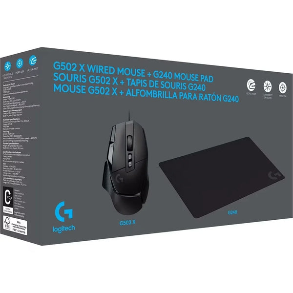 LOGITECH G502 X + G240 Pelės ir Kilimėlio Komplektas | Black