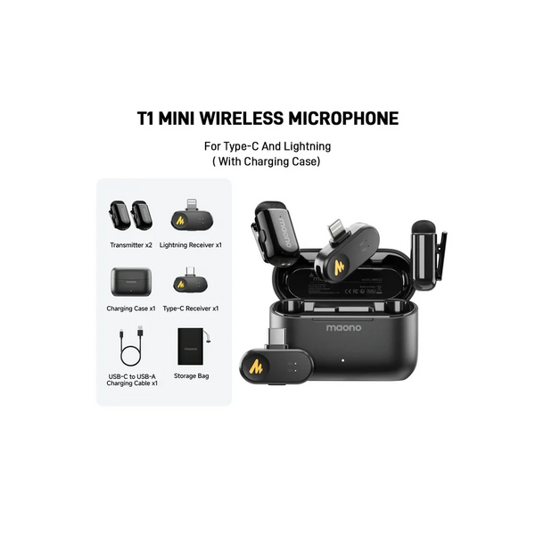 maono Wave T1 Mini Wireless Belaidis Mikrofonas | Black