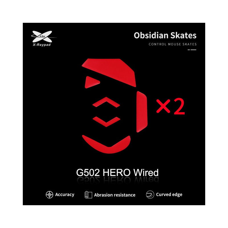 X-Raypad Obsidian Mouse Feet | Red, x2, Logitech G502 Hero
